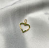 Dije Corazón Circón Verde Oro amarillo 18k 0,72 Gr / 13,59 mm / 2 Cm