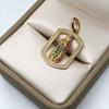 Dije Virgen de Guadalupe Circones Blancos, rojos y verdes Oro amarillo 18k 2,98 Gr / 2,34 mm / 3 Cm