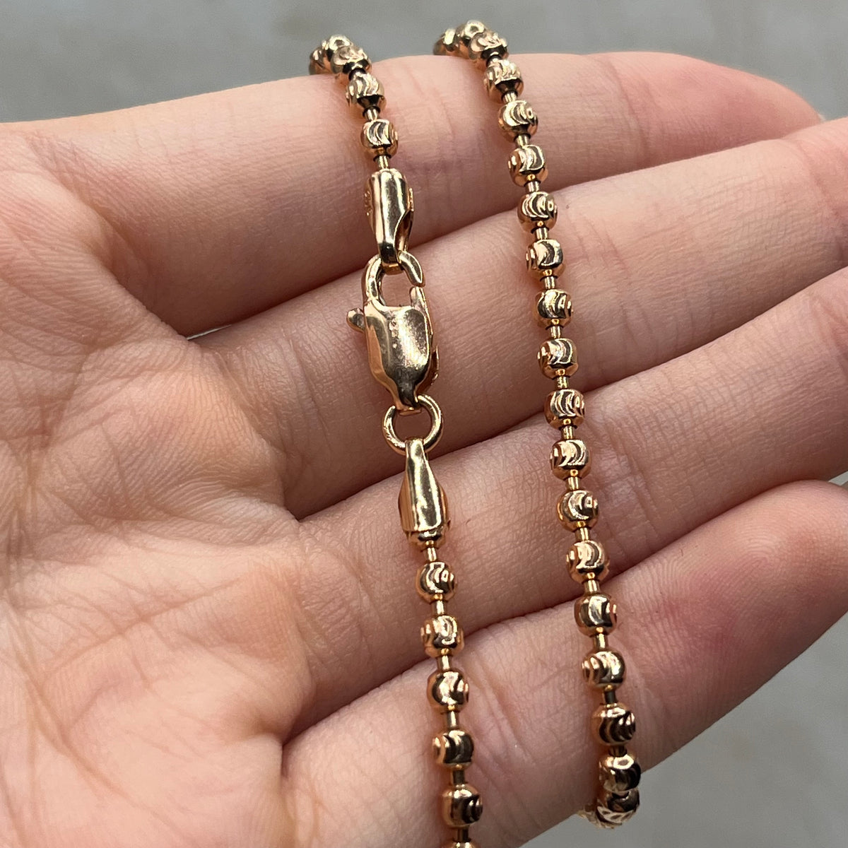 Cadena militar diamantada luna oro amarillo 18k 7,85 gr / 1,94 mm / 60 cm