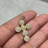 Dije Cruz Circones Blanco Oro amarillo 18k 3,54 Gr / 3,30 mm / 3,00 Cm