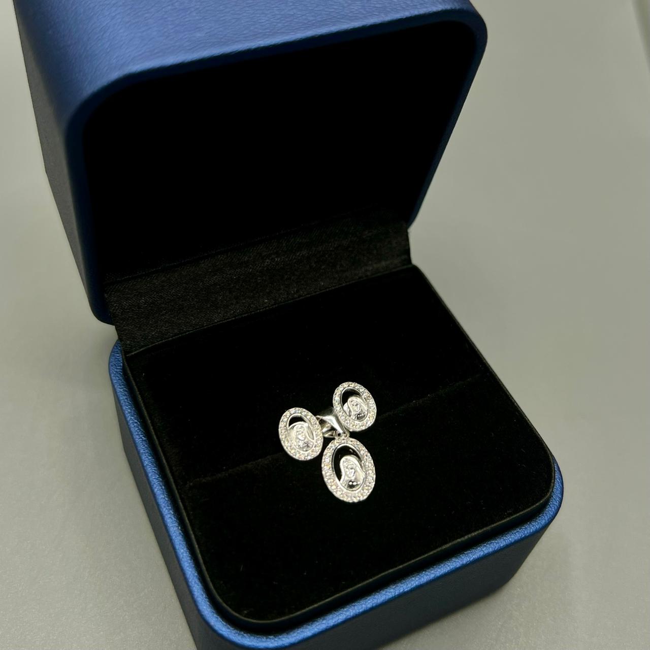 Set De Plata Medalla Virgen PTLB280