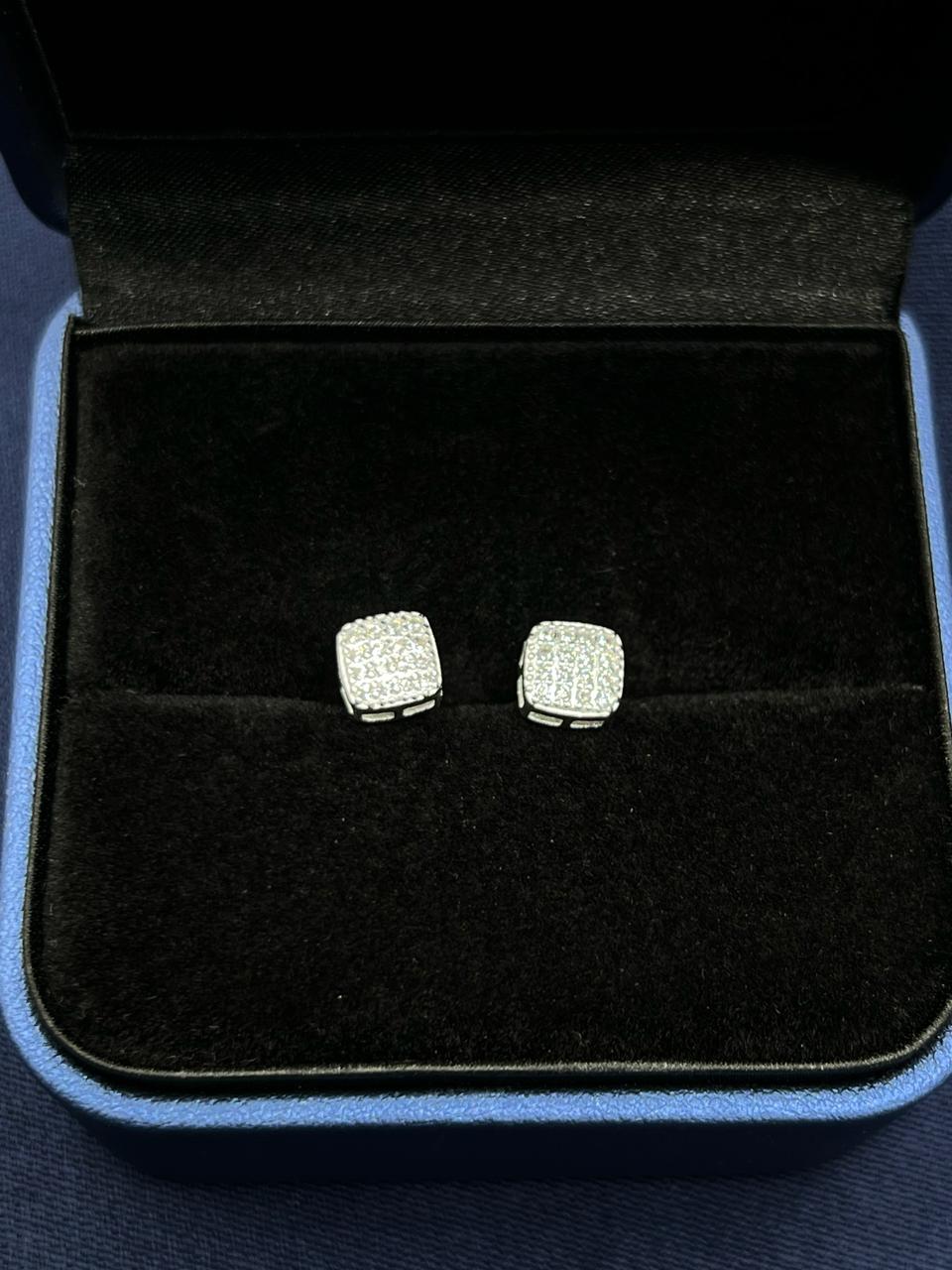 Topos De Plata De Plata Cuadrado Circon Blanco PTLB219