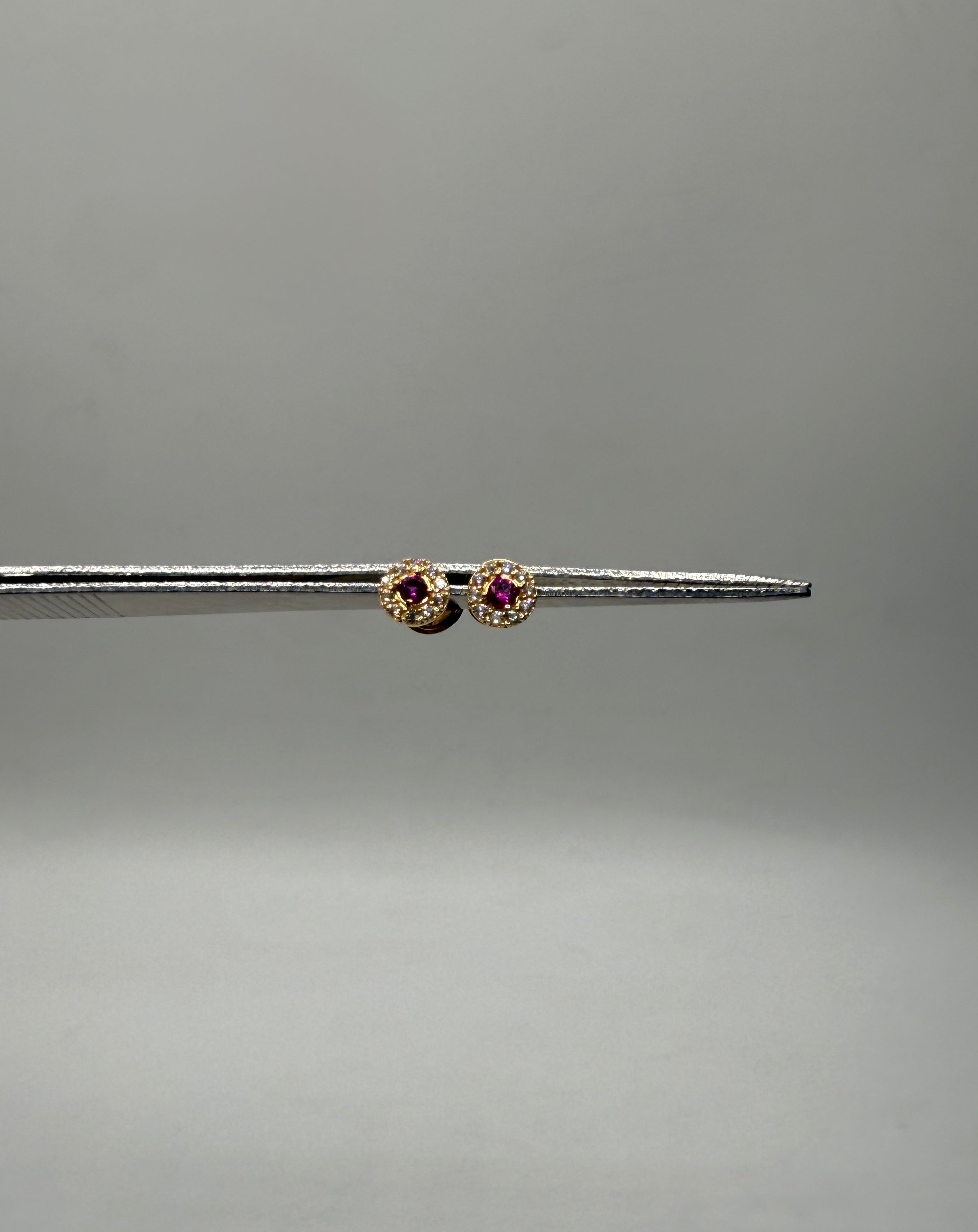 opos circulo circón rosa y blanco oro amarillo18k 0,72 Gr /5,4 mm