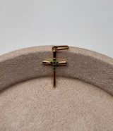 Dije cruz circón verde oro amarillo 18k 1,10 gr / 3 cm