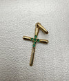 Dije cruz circón verde oro amarillo 18k 1,10 gr / 3 cm