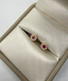 opos circulo circón rosa y blanco oro amarillo18k 0,72 Gr /5,4 mm
