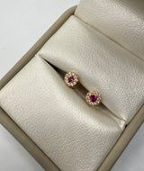 opos circulo circón rosa y blanco oro amarillo18k 0,72 Gr /5,4 mm