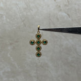 Dije Cruz Circones Blanco y Verde Oro amarillo 18k 3,34 Gr / 3,03 mm / 3,00 Cm