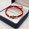Pulsera tejida Virgen de Guadalupe tambor y balines #4 diamantados Oro amarillo 18k 0,32 Gr
