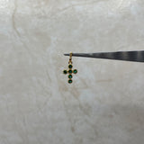 Dije Cruz Circón Verde Oro amarillo 18k 0,77 Gr / 1,80 mm / 1,4 Cm