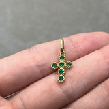 Dije Cruz Circón Verde Oro amarillo 18k 0,77 Gr / 1,80 mm / 1,4 Cm