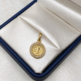 Dije Medalla San Benito Circon Blanco Oro amarillo 18k 2,29 Gr / 1,48 mm / 1,7 Cm