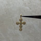 Dije Cruz Circones Blanco Oro amarillo 18k 3,60 Gr / 3,30 mm / 3,00 Cm