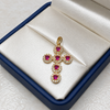 Dije Cruz Circones Blanco y Fucsia Oro amarillo 18k 3,38 Gr / 3,09 mm / 3,03 Cm