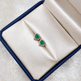 Topos Corazones de Esmeralda Rodeados en Moissanita Oro amarillo 18k 1,81 Gr / 4 mm
