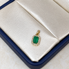 Dije Esmeralda rodeado de moissanitas en el cargador Oro amarillo 18k 1,10 Gr / 3,20 mm / 1,5 Cm