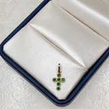 Dije Cruz Circón Verde Oro amarillo 18k 0,77 Gr / 1,80 mm / 1,4 Cm