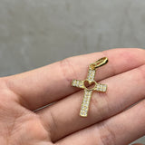 Dije Cruz Corazón Circon Blanco Oro amarillo 18k 1,45 Gr / 1,39 mm / 2,3 Cm