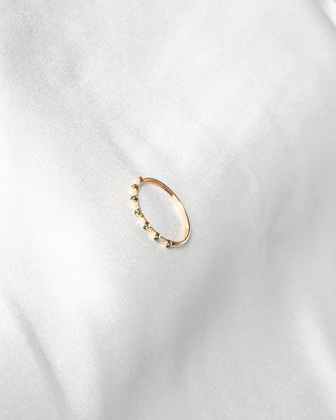 Anillo Arandela Separada Verde Oro amarillo 18k / Talla 8 / 0,99 Gr