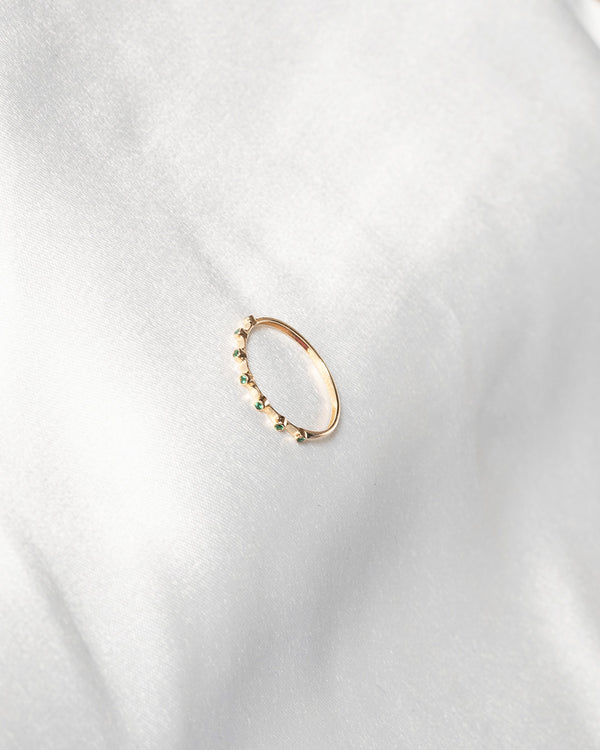 Anillo Arandela Separada Verde Oro amarillo 18k / Talla 8 / 0,99 Gr