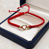 Pulsera tejida Balines #4 y Herraje corazon silueta Oro amarillo 18k 0,40 Gr