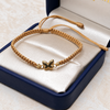 Pulsera tejida Herraje mariposa diamantada y balines #3 Oro amarillo 18k 0,41 Gr