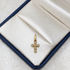 Dije Cruz Circón Blanco Oro amarillo 18k 0,72 Gr / 1,58 mm / 1,4 Cm