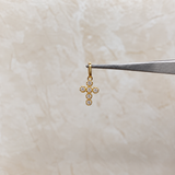 Dije Cruz Circón Blanco Oro amarillo 18k 0,72 Gr / 1,58 mm / 1,4 Cm