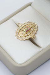 Herraje virgen de Guadalupe circón verde y rosado 3,63 gr / 2,4 cm