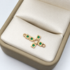 Herraje Cruz Corazon Circones Verdes Oro amarillo 18k 0,90 Gr / 2 Cm