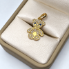 Dije Dije Oso Circones Blancos y Azul Oro amarillo 18k 2,40 Gr / 1,35 mm / 2,7 Cm