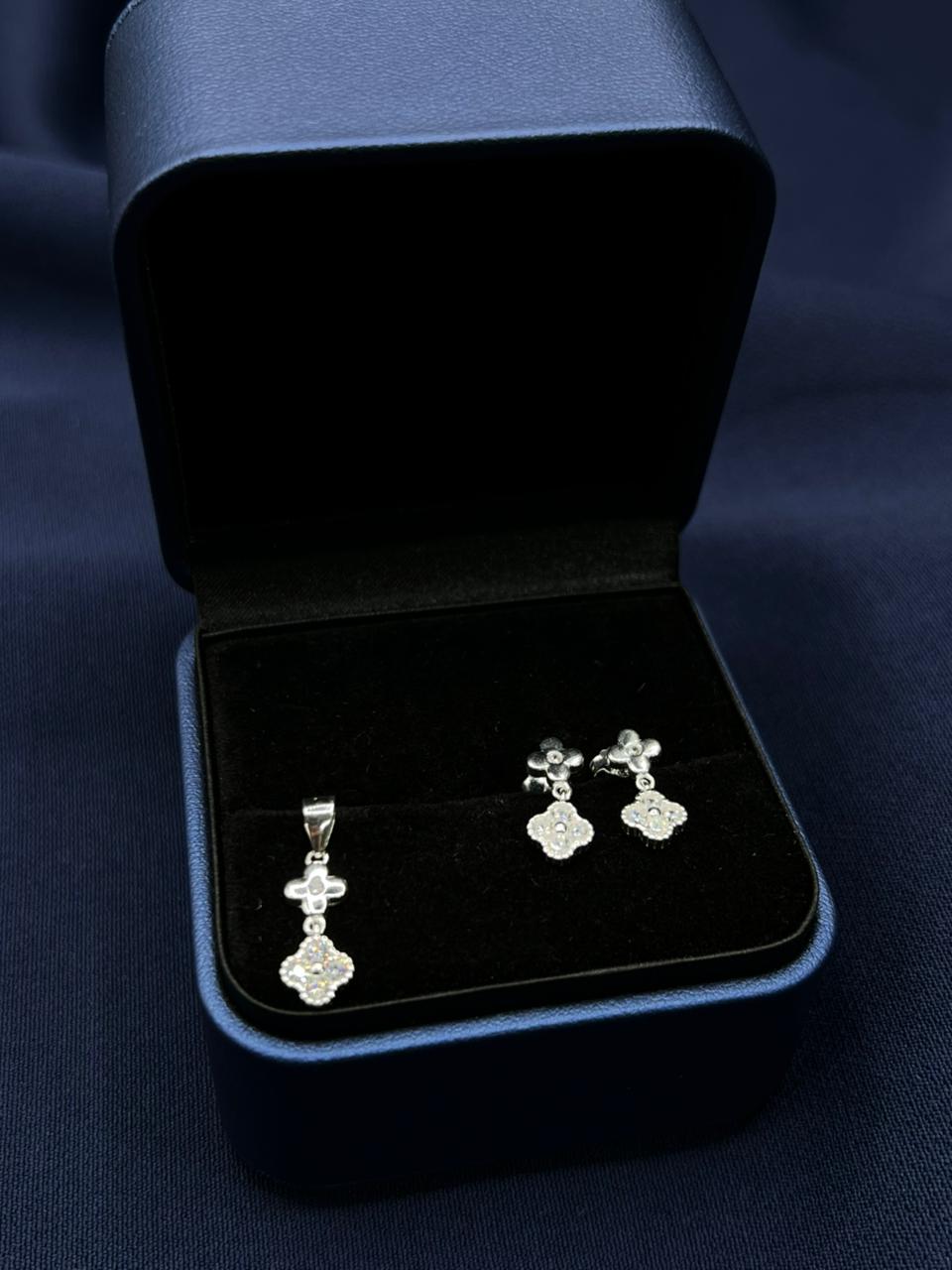 Set De Plata Trebol Circon PTLB310