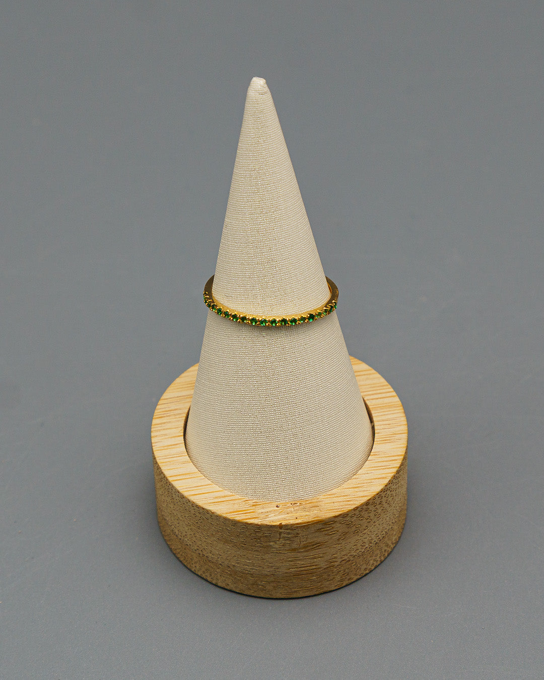 Anillo Circón Verde Oro amarillo 18k / Talla 5 / 0,77 Gr