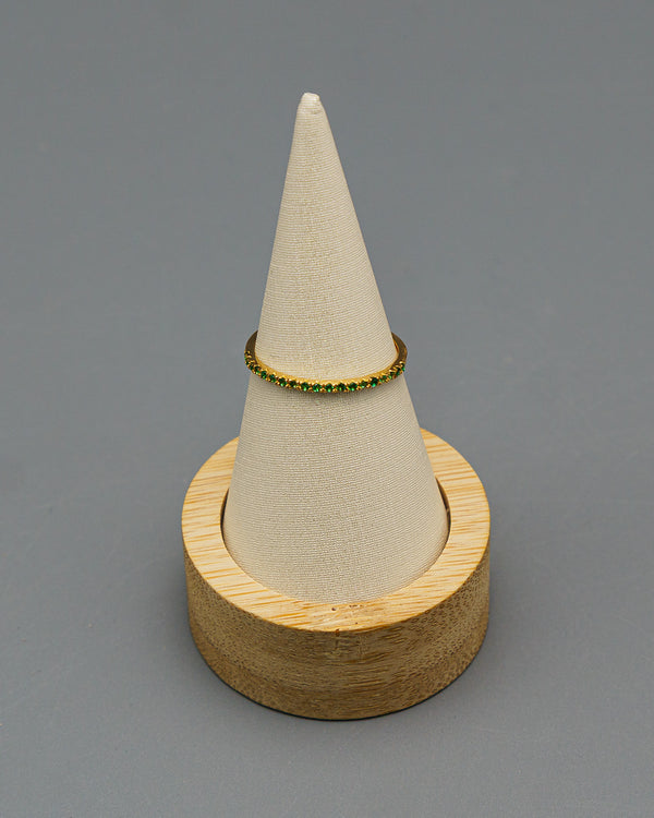 Anillo Circón Verde Oro amarillo 18k / Talla 5 / 0,77 Gr