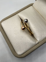 Anillo bola lisa oro rosa y oro blanco oro amarillo 18k / talla 6 / 1,47 gr / 2 mm