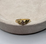 Anillo trébol circón blanco oro amarillo 18k / talla 7 / 1,13 gr