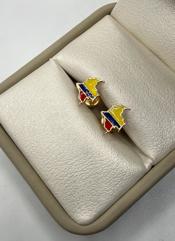 Topos mapa Colombia oro amarillo 18k 0,95 gr / 7,24 mm