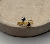 Anillo bola lisa oro rosa y oro blanco oro amarillo 18k / talla 6 / 1,47 gr / 2 mm